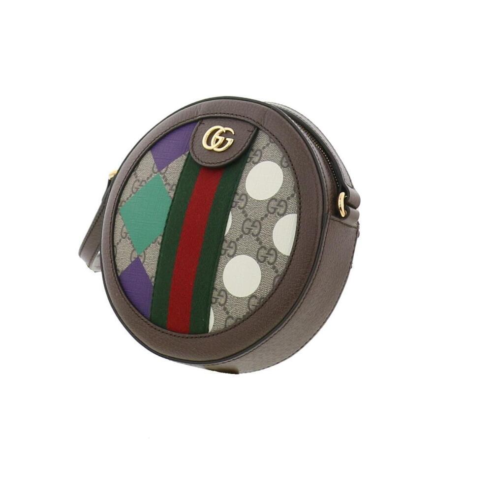 Gucci Shoulder Messenger Bag GG Round Double Brown